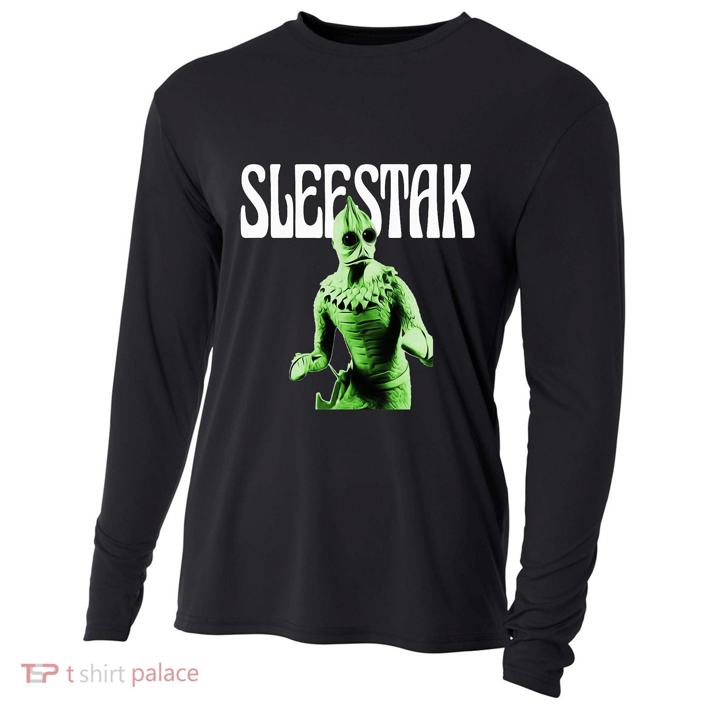 Retro Sleestak Reptilian Alien Graphic Cooling Performance Long Sleeve Crew
