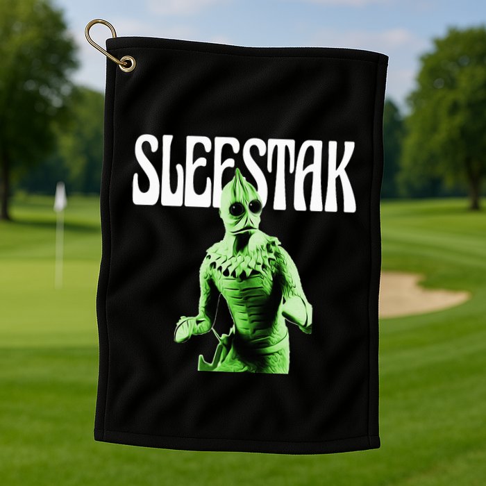 Retro Sleestak Reptilian Alien Graphic Golf Towel