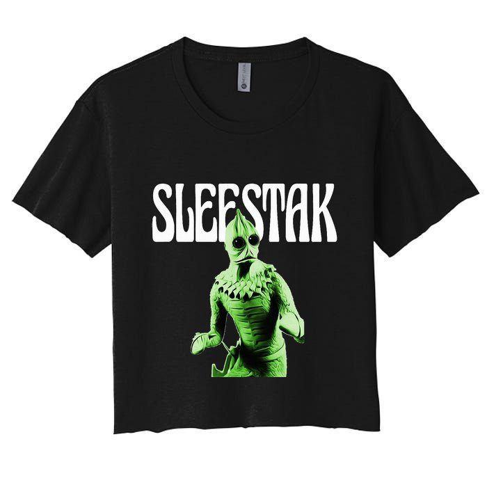 Retro Sleestak Reptilian Alien Graphic Women's Crop Top Tee