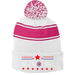 Run Spot Run Elections 2024 Democrat Republican Stripe Pom Pom Beanie