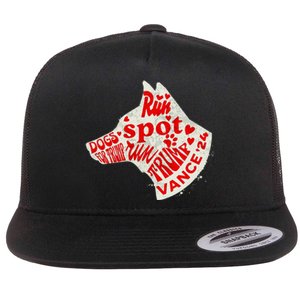 Run Spot Run Trump 2024 Dog Lovers Joke Flat Bill Trucker Hat