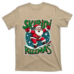 Retro Skibid.I Rizzmas Funny Santa Clause Skating Board Xmas T-Shirt