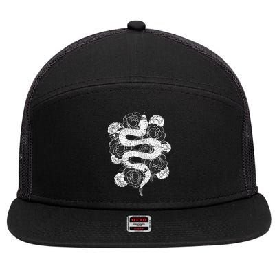 Rose Snake 7 Panel Mesh Trucker Snapback Hat