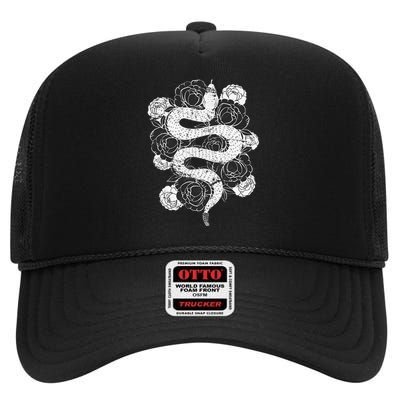 Rose Snake High Crown Mesh Back Trucker Hat