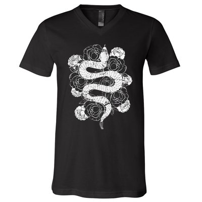 Rose Snake V-Neck T-Shirt