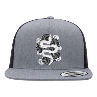 Rose Snake Flat Bill Trucker Hat