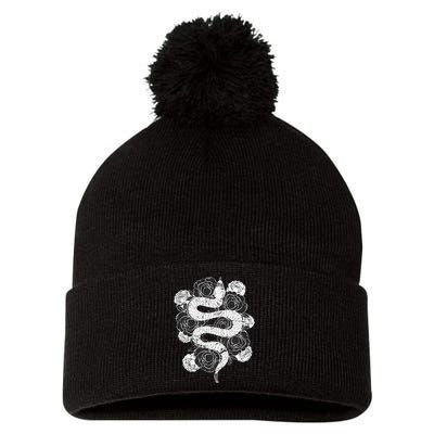 Rose Snake Pom Pom 12in Knit Beanie