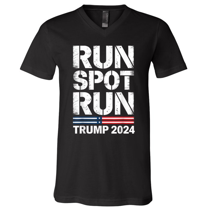 Run Spot Run Trump 2024 President Trump 2024 V-Neck T-Shirt