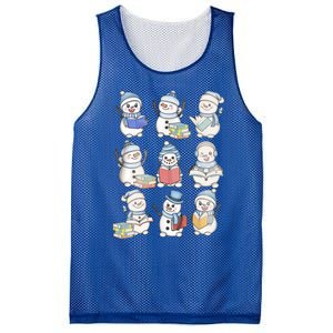 Retro Snow Reading Book Teacher Christmas Librarian Cute Gift Mesh Reversible Basketball Jersey Tank