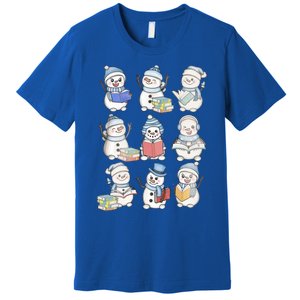 Retro Snow Reading Book Teacher Christmas Librarian Cute Gift Premium T-Shirt