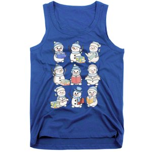 Retro Snow Reading Book Teacher Christmas Librarian Cute Gift Tank Top