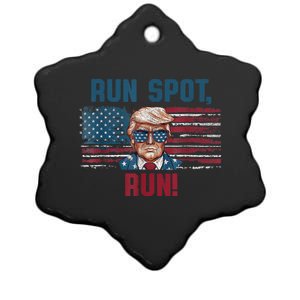 Run Spot Run Funny Donald Trump Debate Quote 2024 Kamala Ceramic Star Ornament