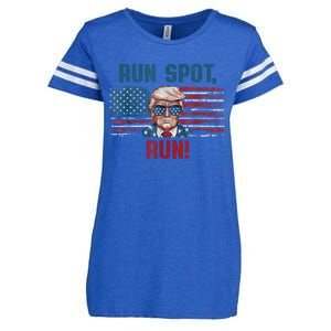 Run Spot Run Funny Donald Trump Debate Quote 2024 Kamala Enza Ladies Jersey Football T-Shirt