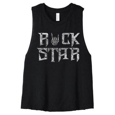 Rock Star Rock On Band Rock And Roll Concert Graphic Women's Racerback Cropped Tank