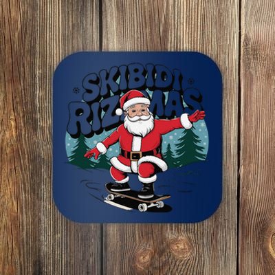 Retro Skibid.I Rizzmas Funny Santa Clause Skating Board Coaster