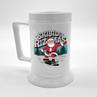 Retro Skibid.I Rizzmas Funny Santa Clause Skating Board Beer Stein