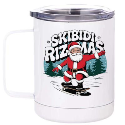 Retro Skibid.I Rizzmas Funny Santa Clause Skating Board 12 oz Stainless Steel Tumbler Cup