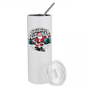 Retro Skibid.I Rizzmas Funny Santa Clause Skating Board Stainless Steel Tumbler