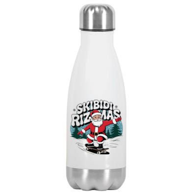 Retro Skibid.I Rizzmas Funny Santa Clause Skating Board Stainless Steel Insulated Water Bottle