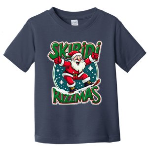 Retro Skibid.I Rizzmas Funny Santa Clause Skating Board Xmas Toddler T-Shirt