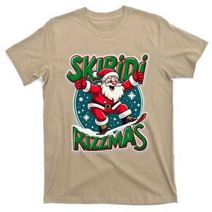 Retro Skibid.I Rizzmas Funny Santa Clause Skating Board Xmas T-Shirt