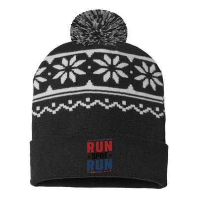 Run Spot Run Run Spot Run Trump 2024 Gift USA-Made Snowflake Beanie