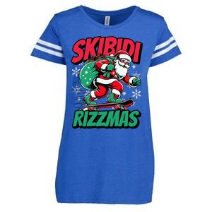 Retro Skibid.I Rizzmas Funny Santa Clause Skating Board Xmas Enza Ladies Jersey Football T-Shirt