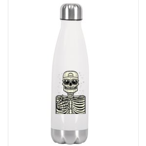 Rocker Skeleton Rock Cool Goth Halloween Stainless Steel Insulated Water Bottle