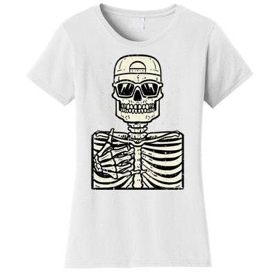 Rocker Skeleton Rock Cool Goth Halloween Women's T-Shirt