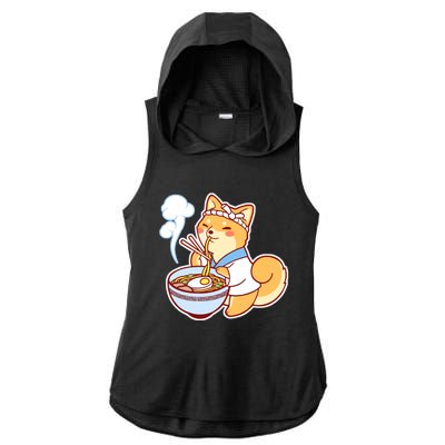 Ramen Shiba Ladies PosiCharge Tri-Blend Wicking Draft Hoodie Tank