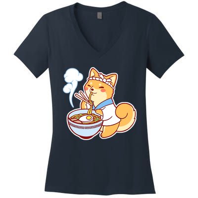 Ramen Shiba Women's V-Neck T-Shirt