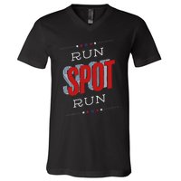 Run Spot Run Funny Debate Donald Trump 24 Kamala V-Neck T-Shirt