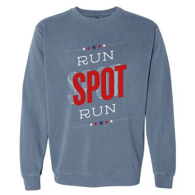 Run Spot Run Funny Debate Donald Trump 24 Kamala Garment-Dyed Sweatshirt