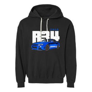 Retro Skyline R34 Jdm 90s Aesthetic Garment-Dyed Fleece Hoodie