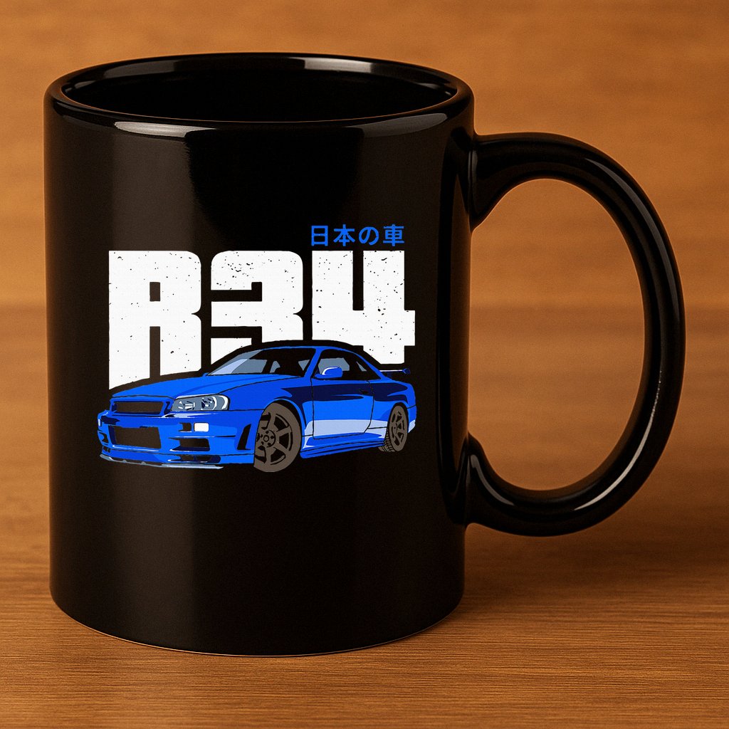 Retro Skyline R34 Jdm 90s Aesthetic 11oz C Handle Ceramic Mug