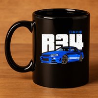 Retro Skyline R34 Jdm 90s Aesthetic 11oz C Handle Ceramic Mug