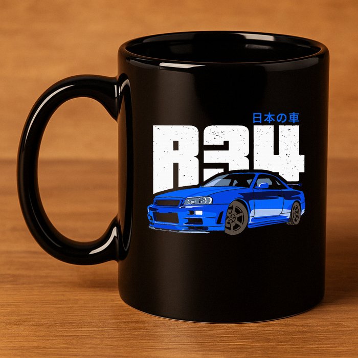 Retro Skyline R34 Jdm 90s Aesthetic 11oz C Handle Ceramic Mug