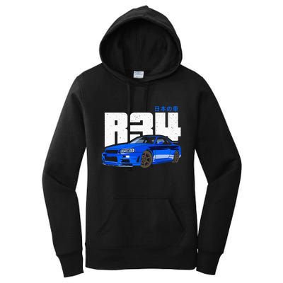 Retro Skyline R34 Jdm 90s Aesthetic Women's Pullover Hoodie