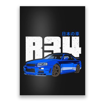 Retro Skyline R34 Jdm 90s Aesthetic Poster