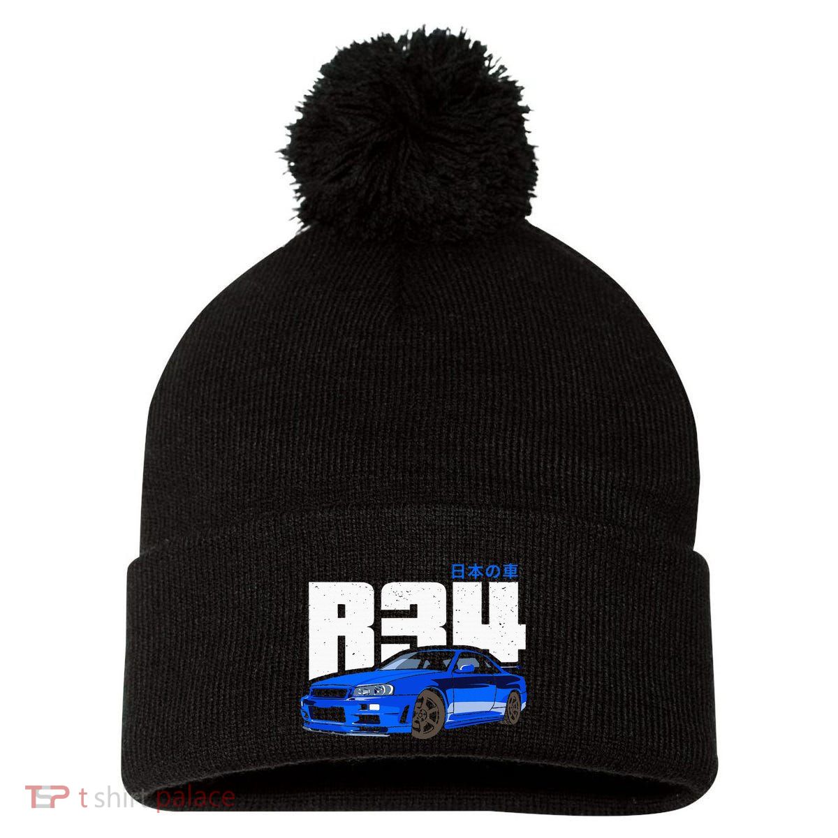 Retro Skyline R34 Jdm 90s Aesthetic Pom Pom 12in Knit Beanie