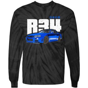 Retro Skyline R34 Jdm 90s Aesthetic Tie-Dye Long Sleeve Shirt