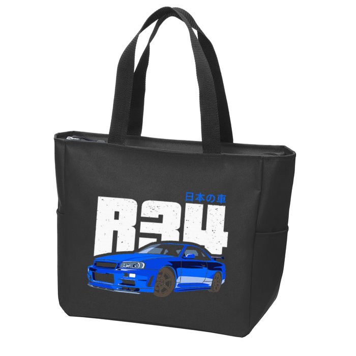 Retro Skyline R34 Jdm 90s Aesthetic Zip Tote Bag