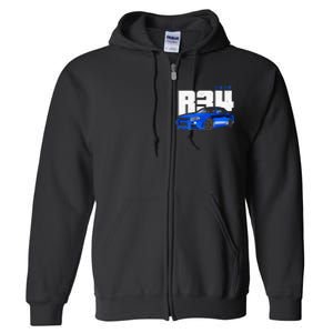 Retro Skyline R34 Jdm 90s Aesthetic Full Zip Hoodie