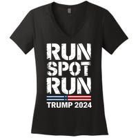 Run Spot Run Trump 2024 President Trump 2024 Women's V-Neck T-Shirt