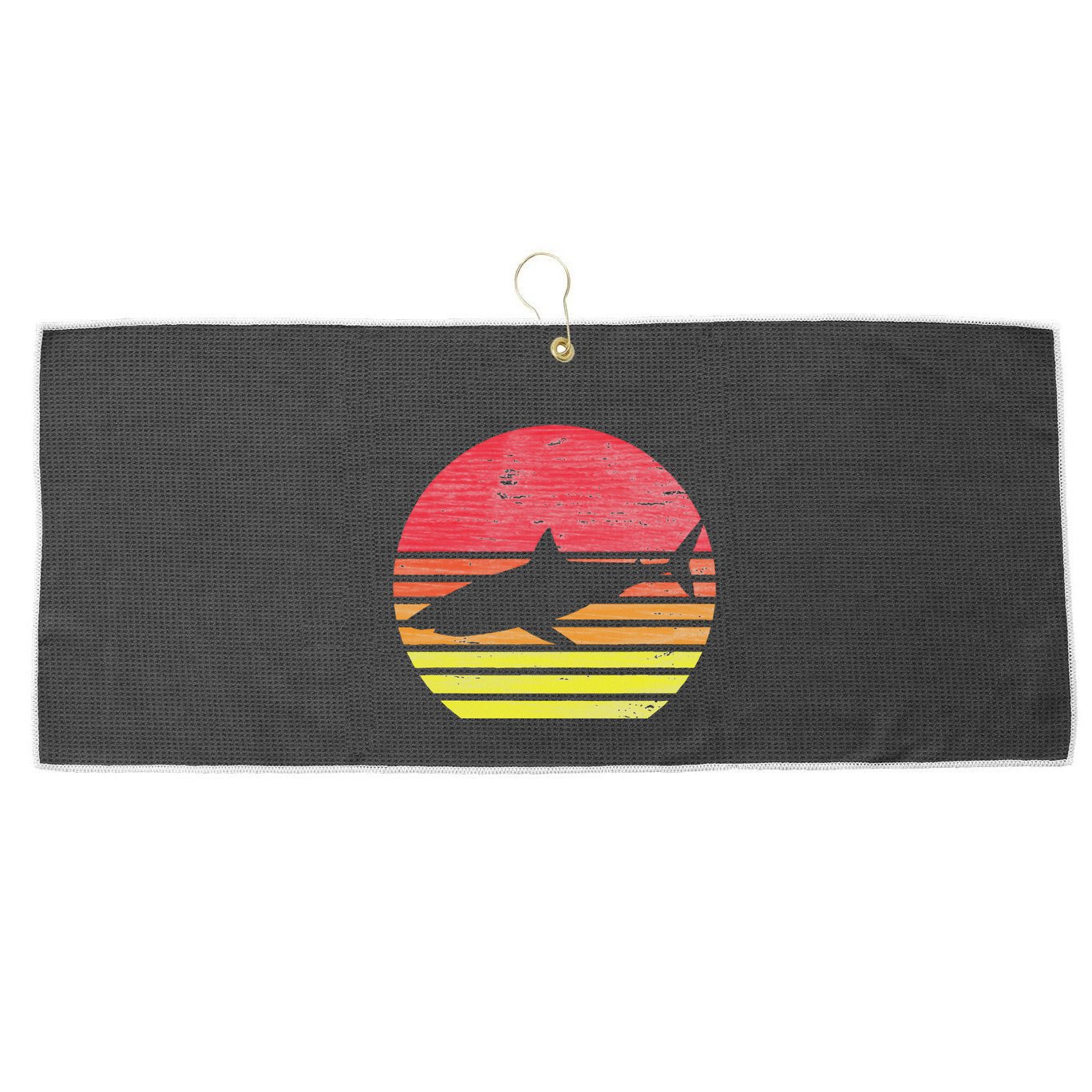 Retro Shark Large Microfiber Waffle Golf Towel