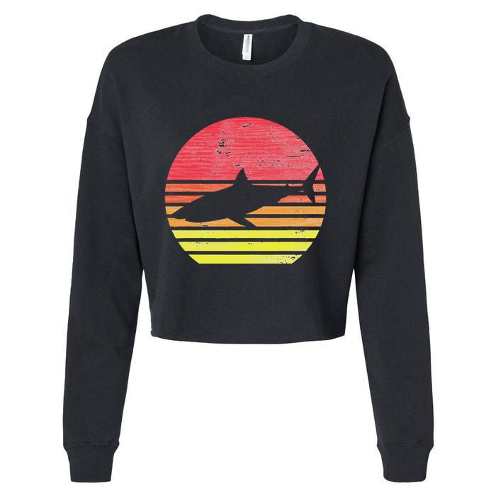 Retro Shark Cropped Pullover Crew