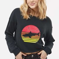 Retro Shark Cropped Pullover Crew