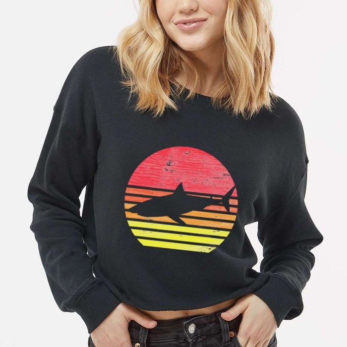 Retro Shark Cropped Pullover Crew