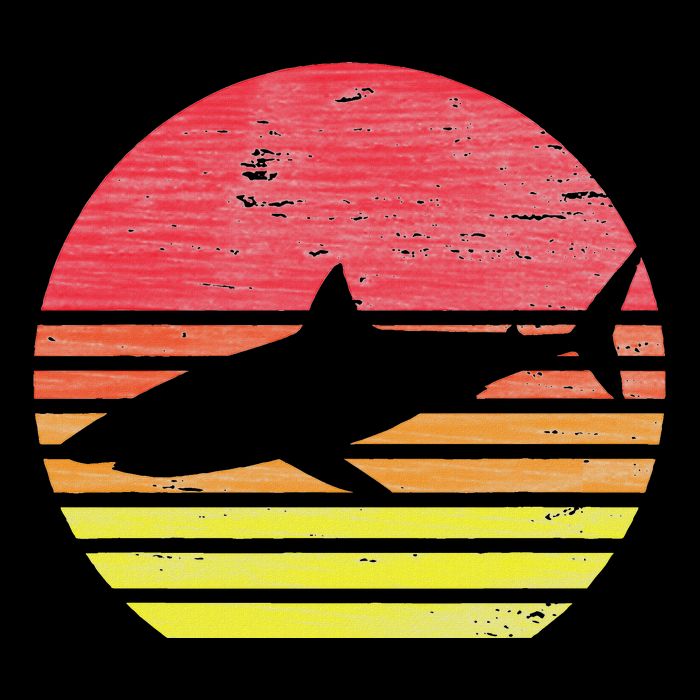 Retro Shark Cropped Pullover Crew
