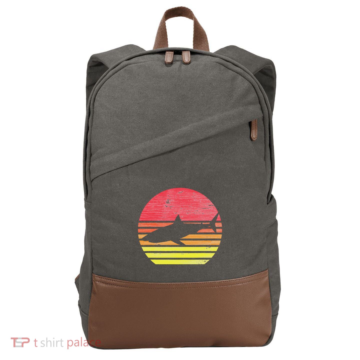 Retro Shark Cotton Canvas Backpack